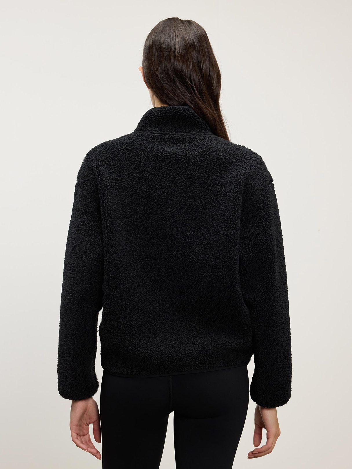 Womens Reversible Sherpa Fleece Half Zip in Black | ARNE US
