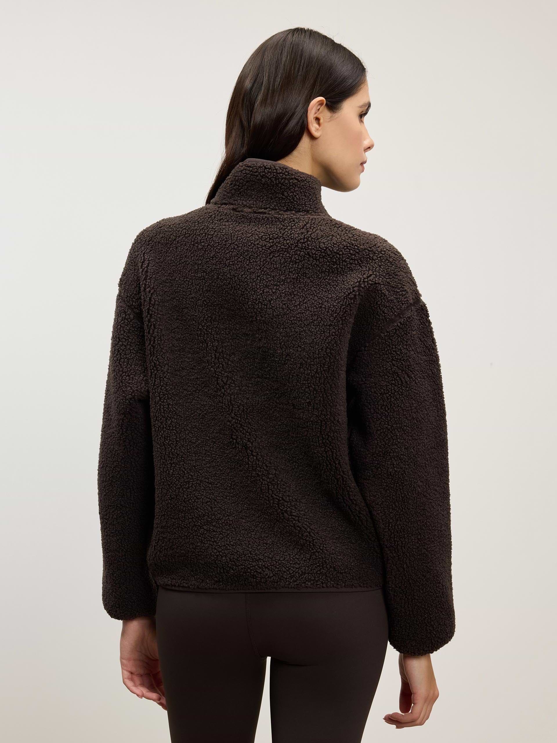 Womens Reversible Sherpa Fleece Half Zip in Brown