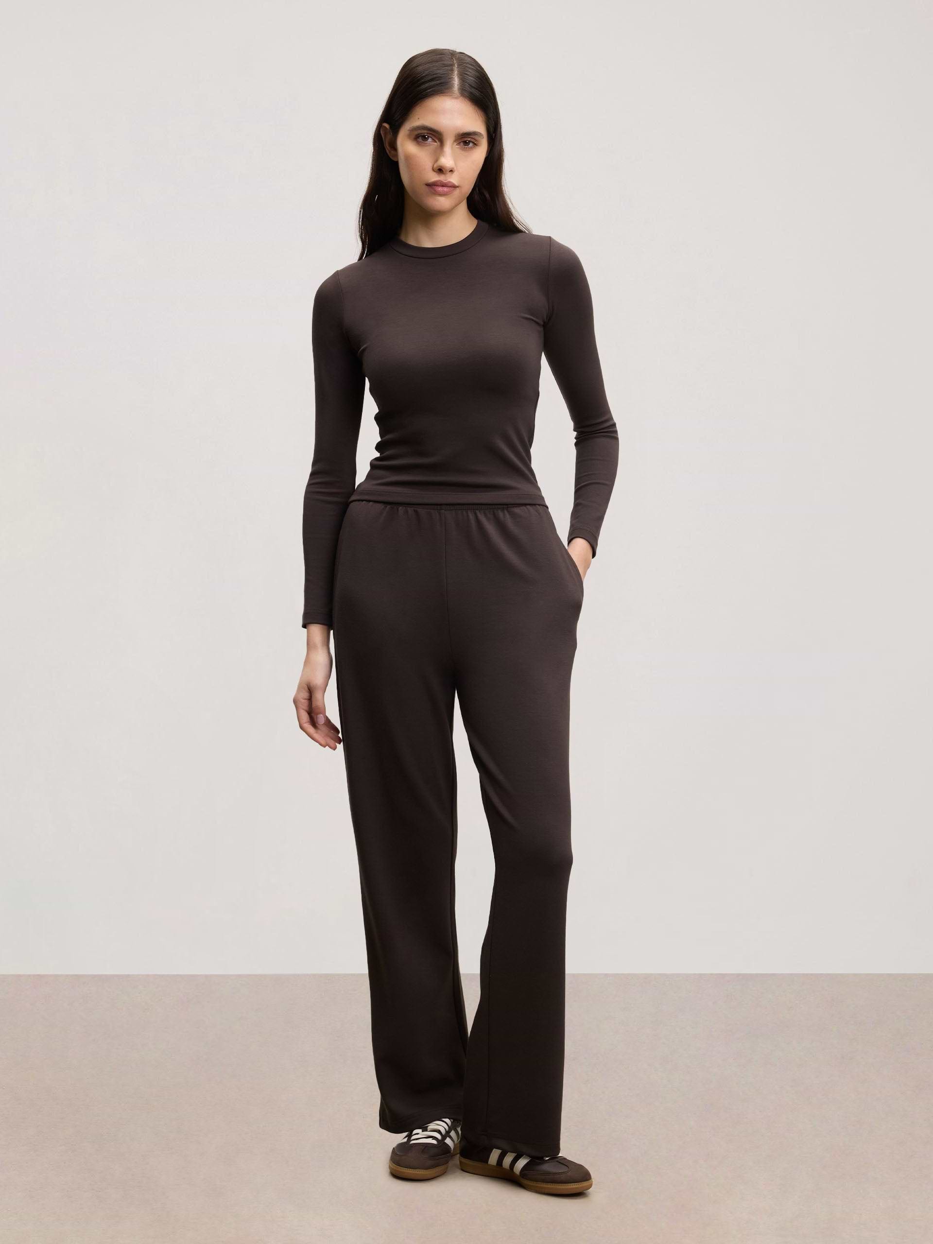 Womens Soft Interlock Jogger in Brown