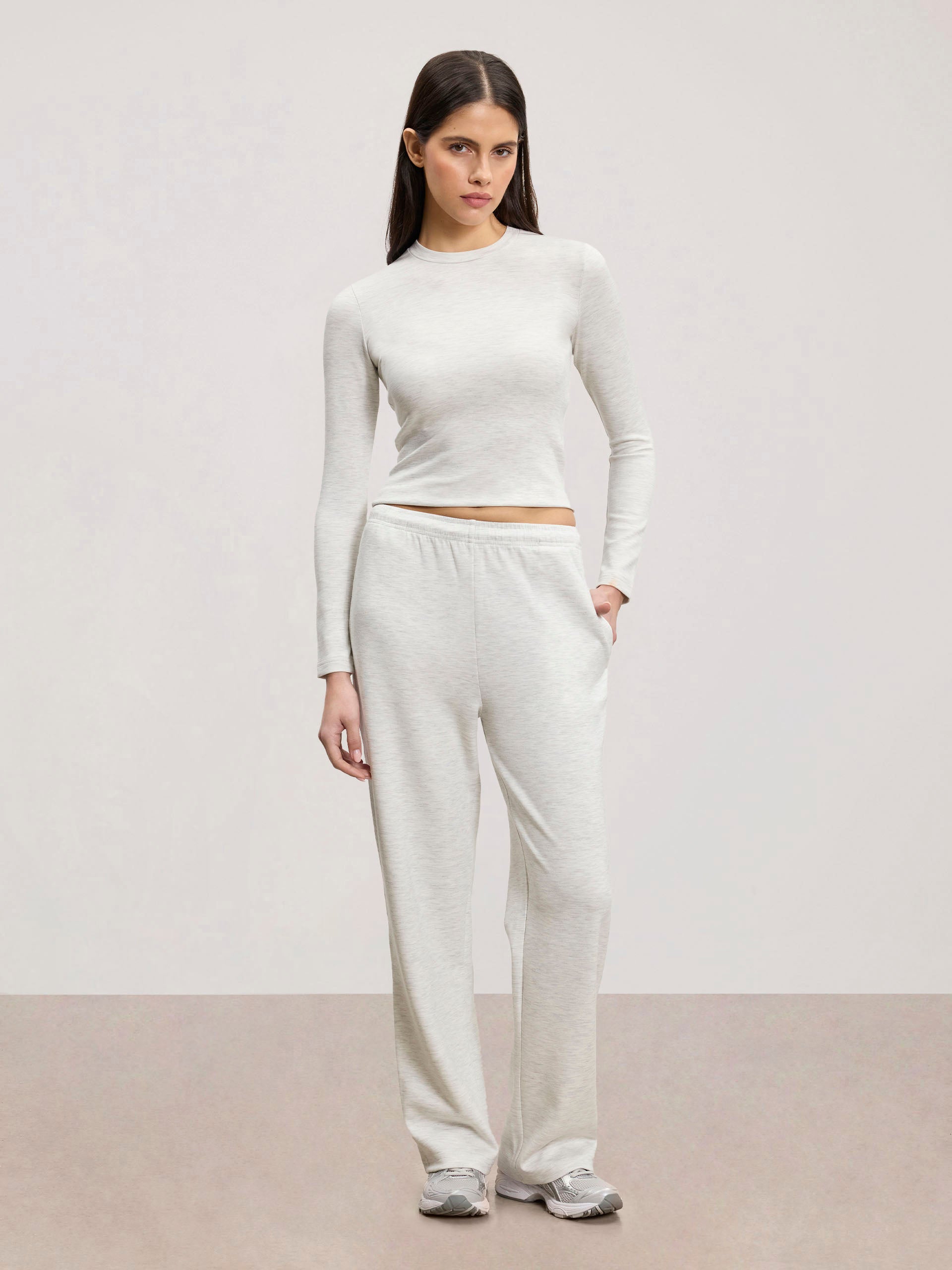 Womens Soft Interlock Jogger in Marl Grey