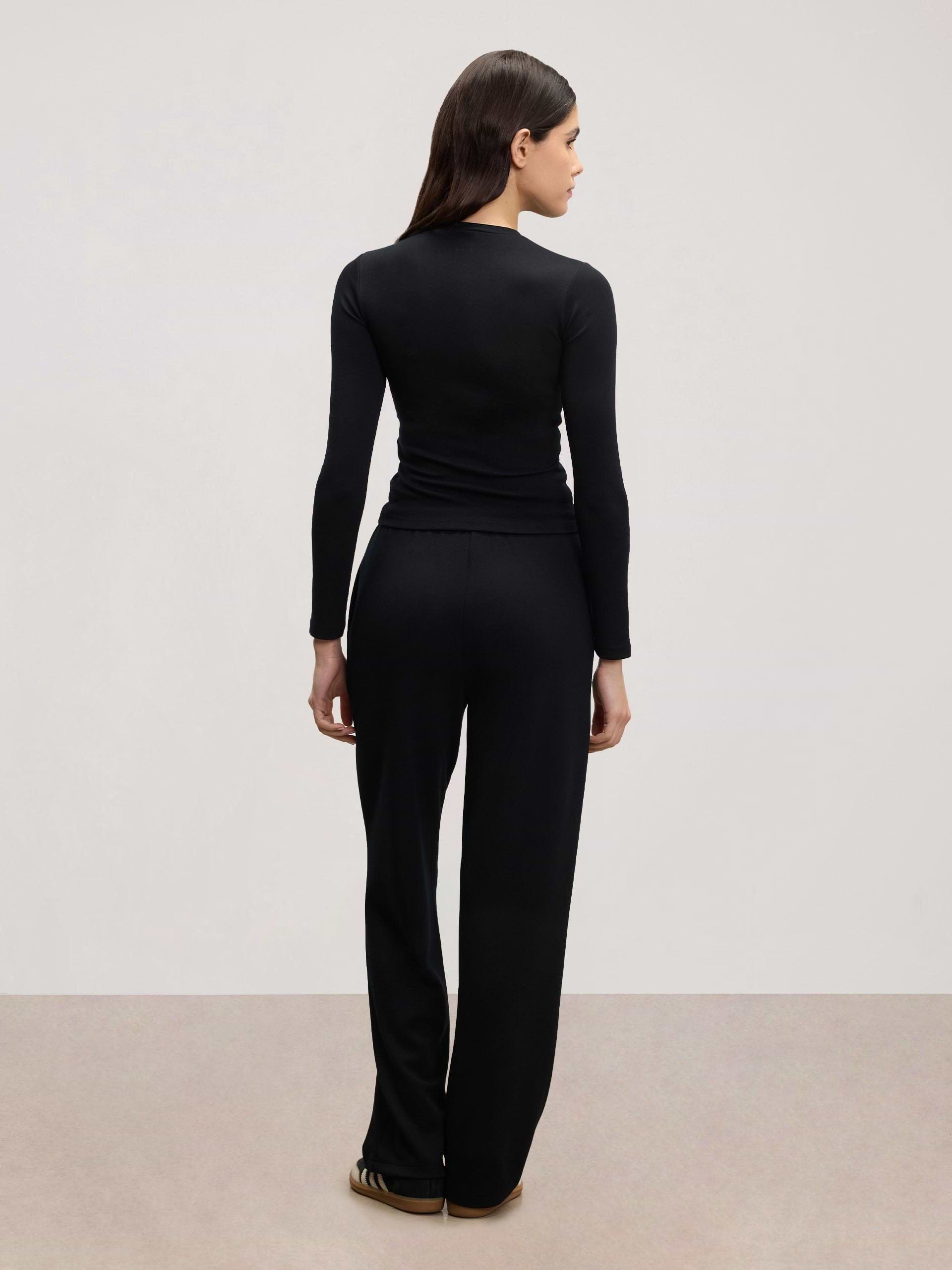 Womens Soft Interlock Long Sleeve Top in Black