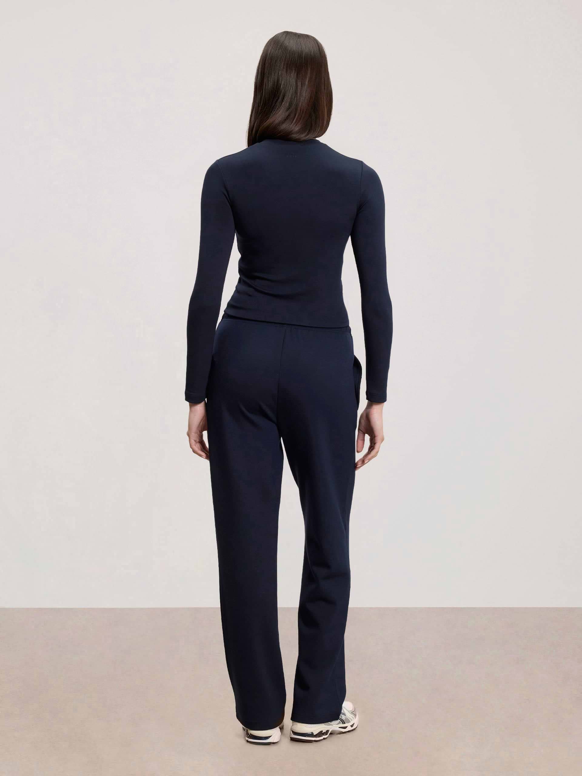 Womens Soft Interlock Long Sleeve Top in Navy
