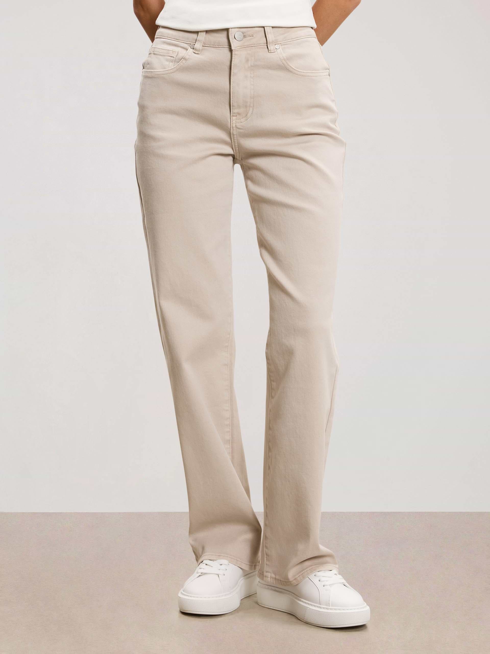 Womens Straight Leg Denim Jeans in Beige