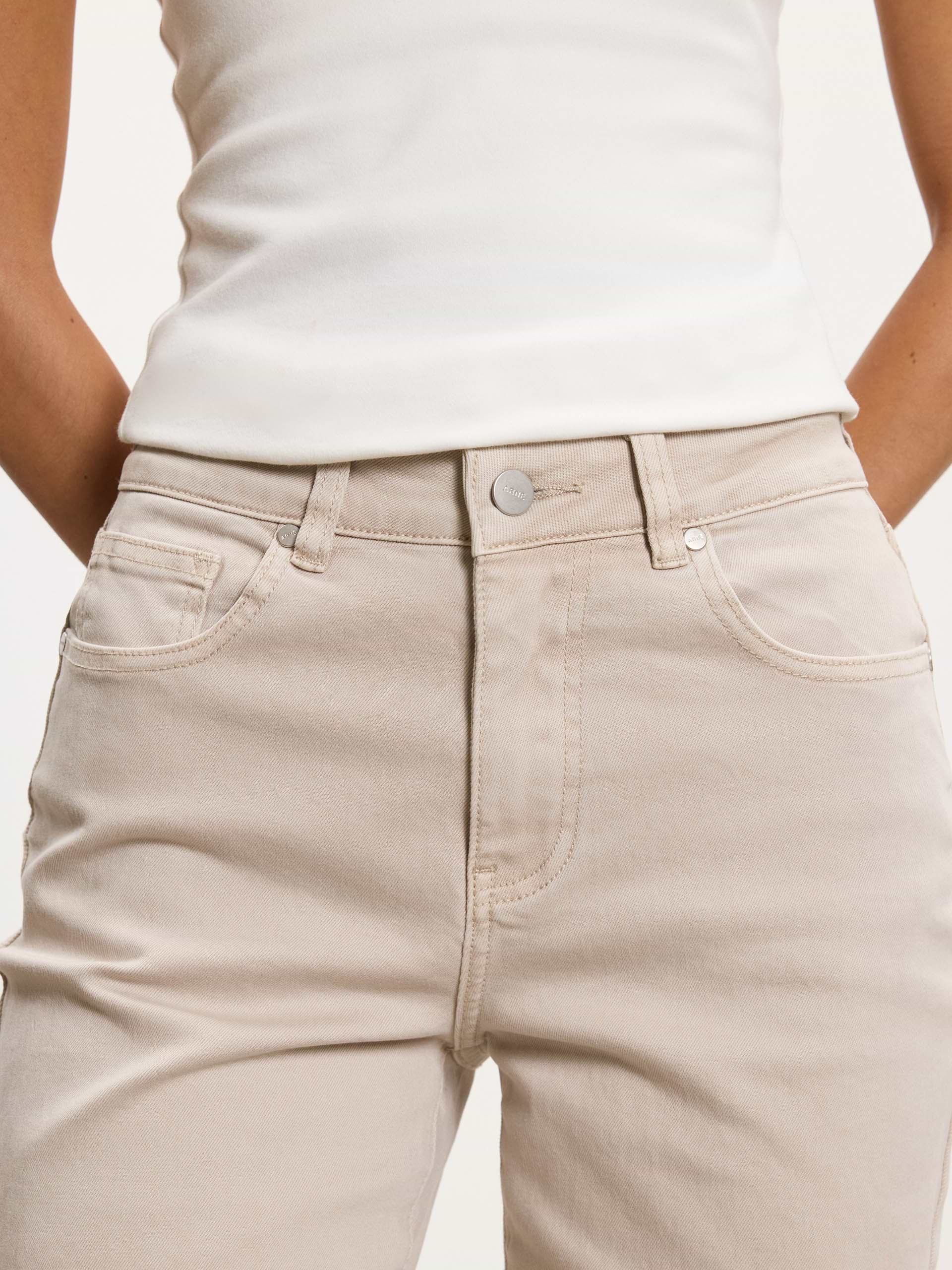 Womens Straight Leg Denim Jeans in Beige