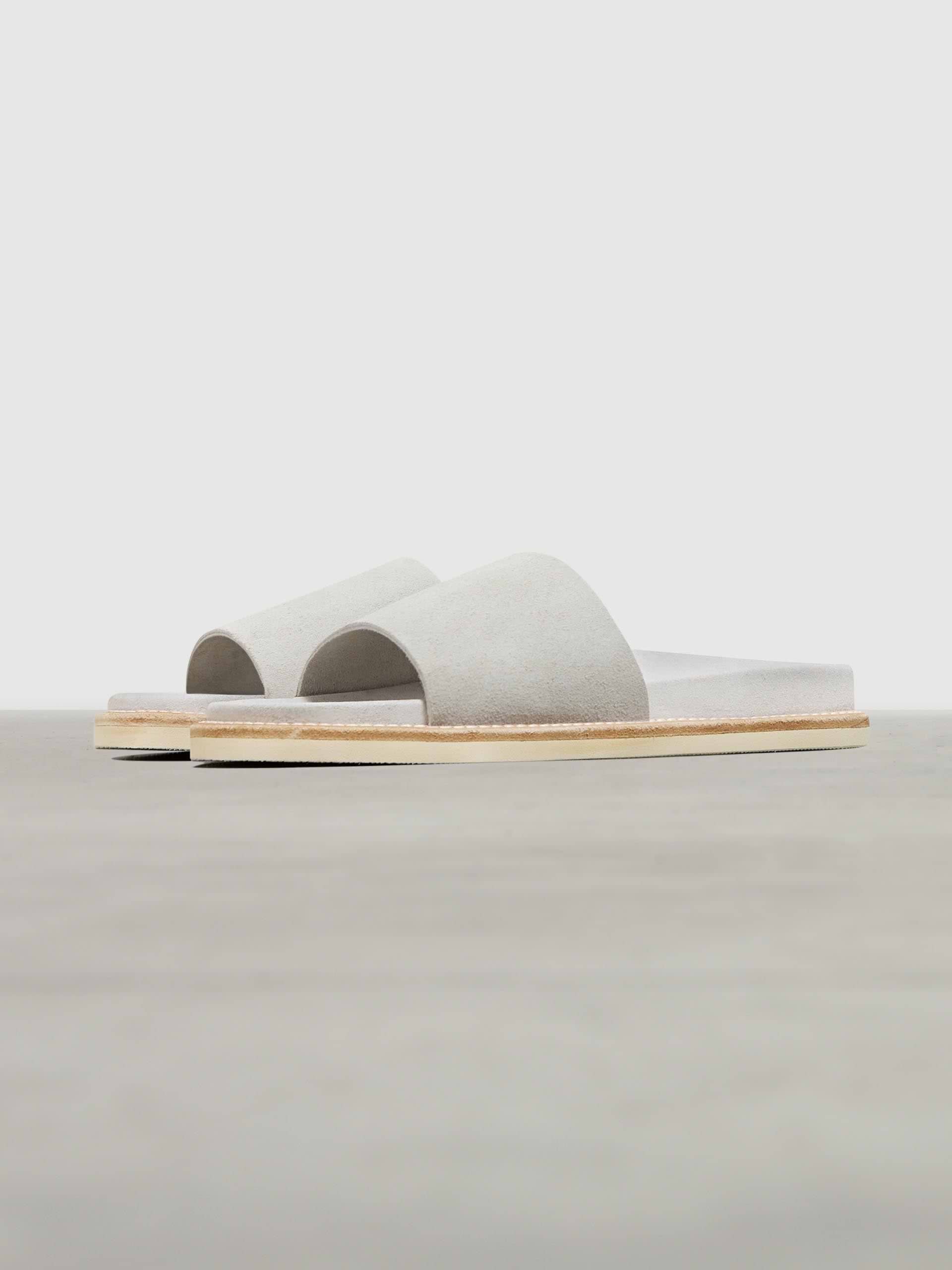 Womens Suede Slides in Grey