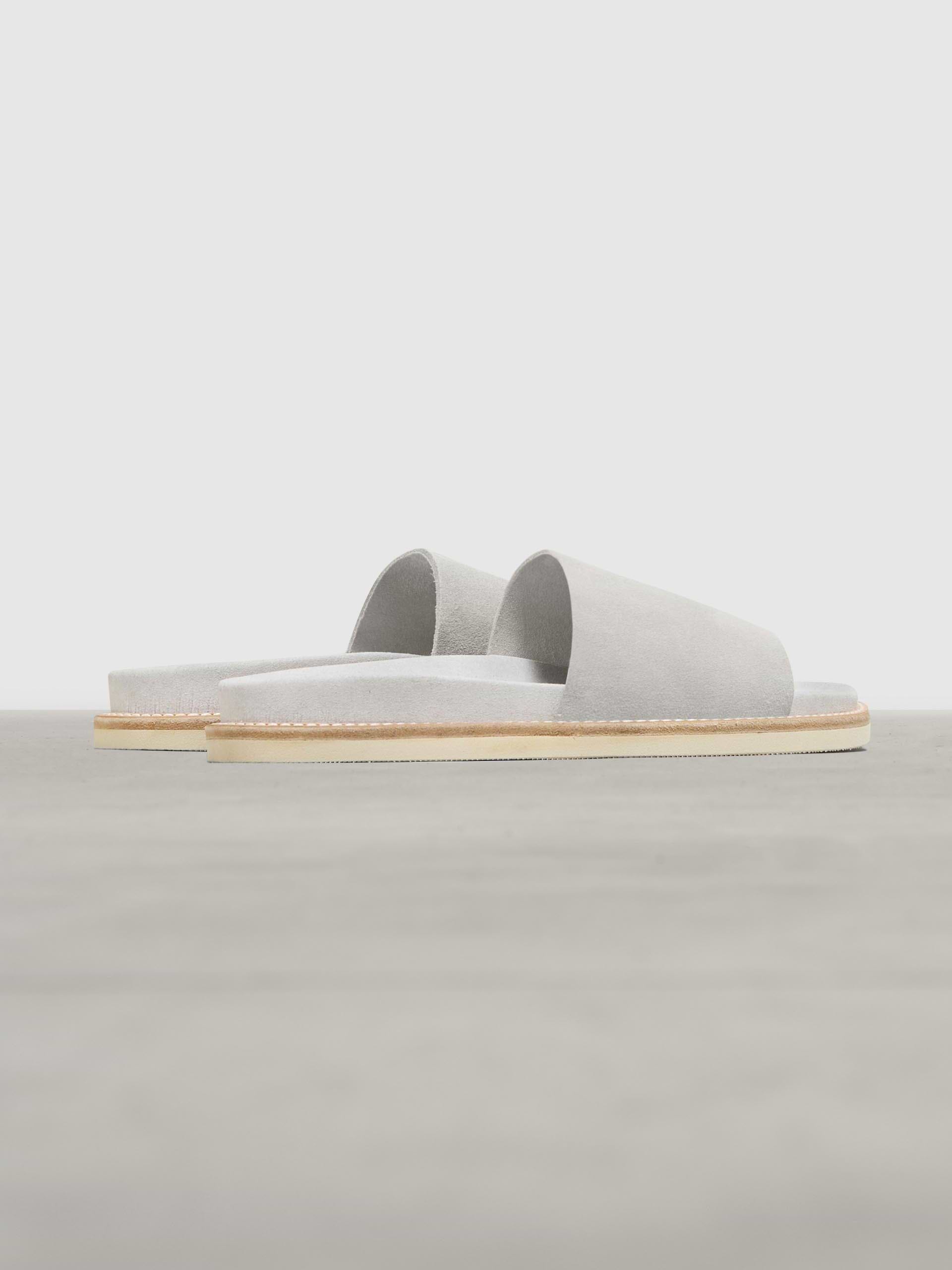Womens Suede Slides in Grey