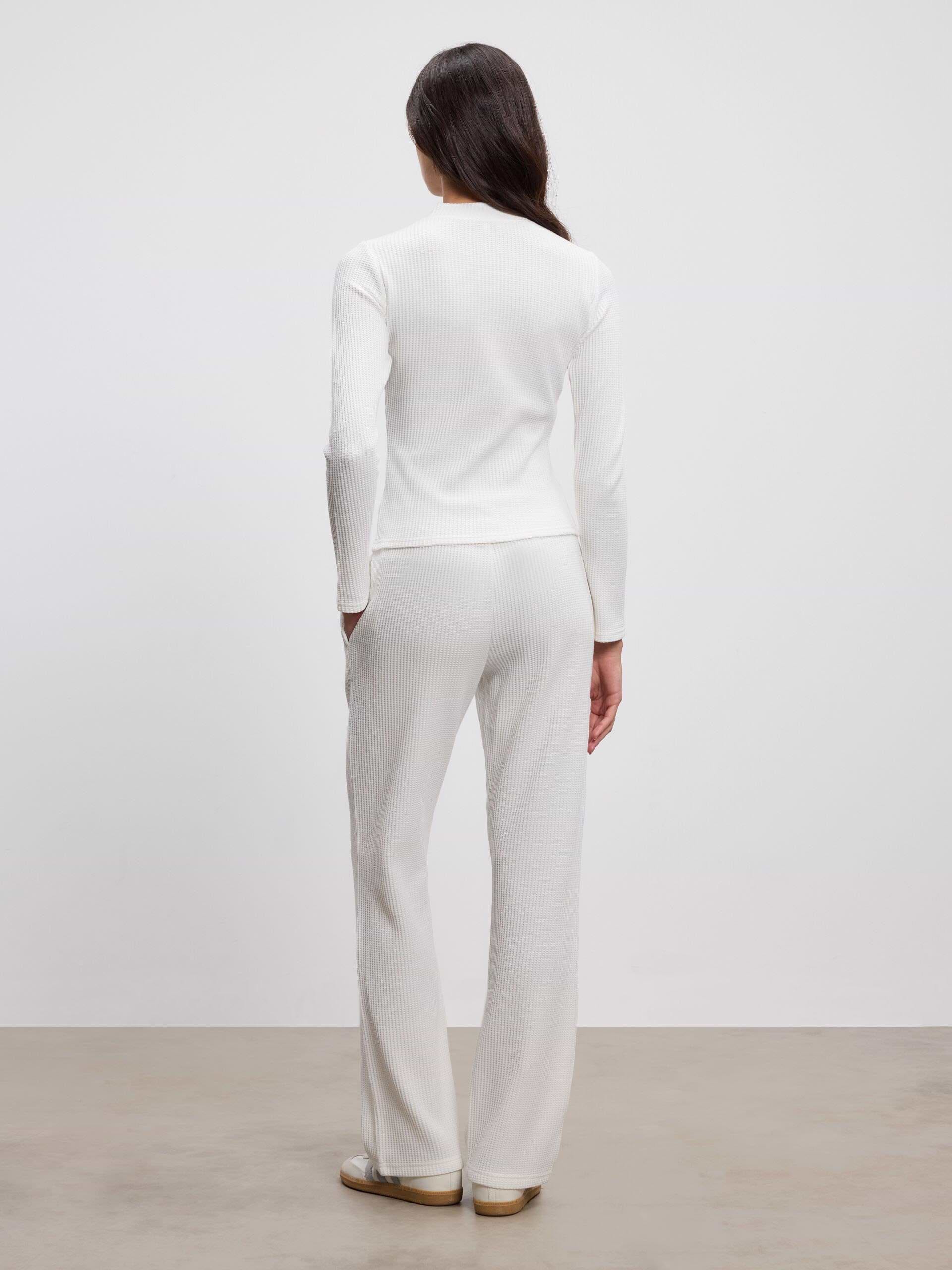Womens Waffle Button Through Cardigan in Ecru