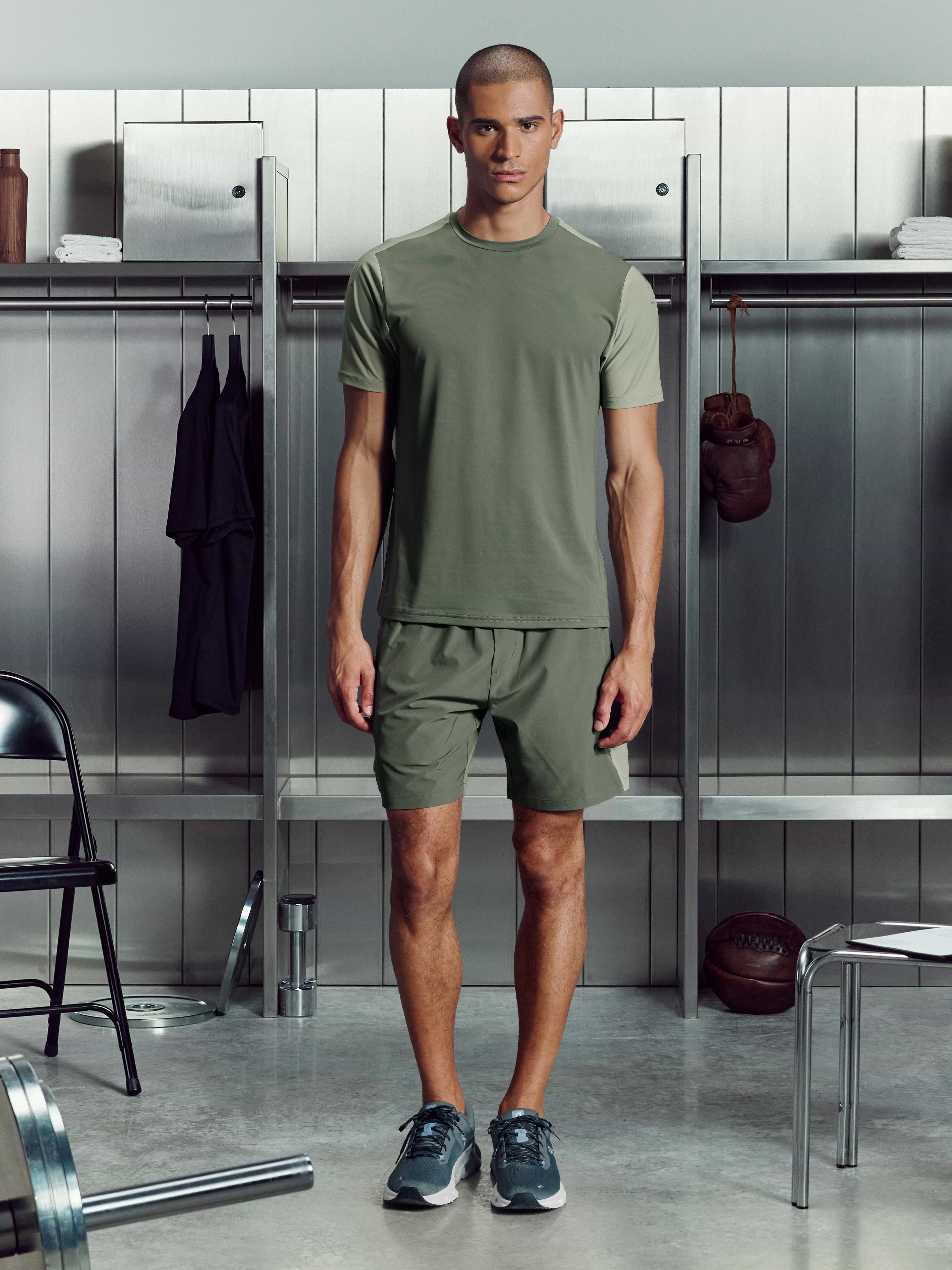 Track Colour Block Active Short in Sage Light Sage