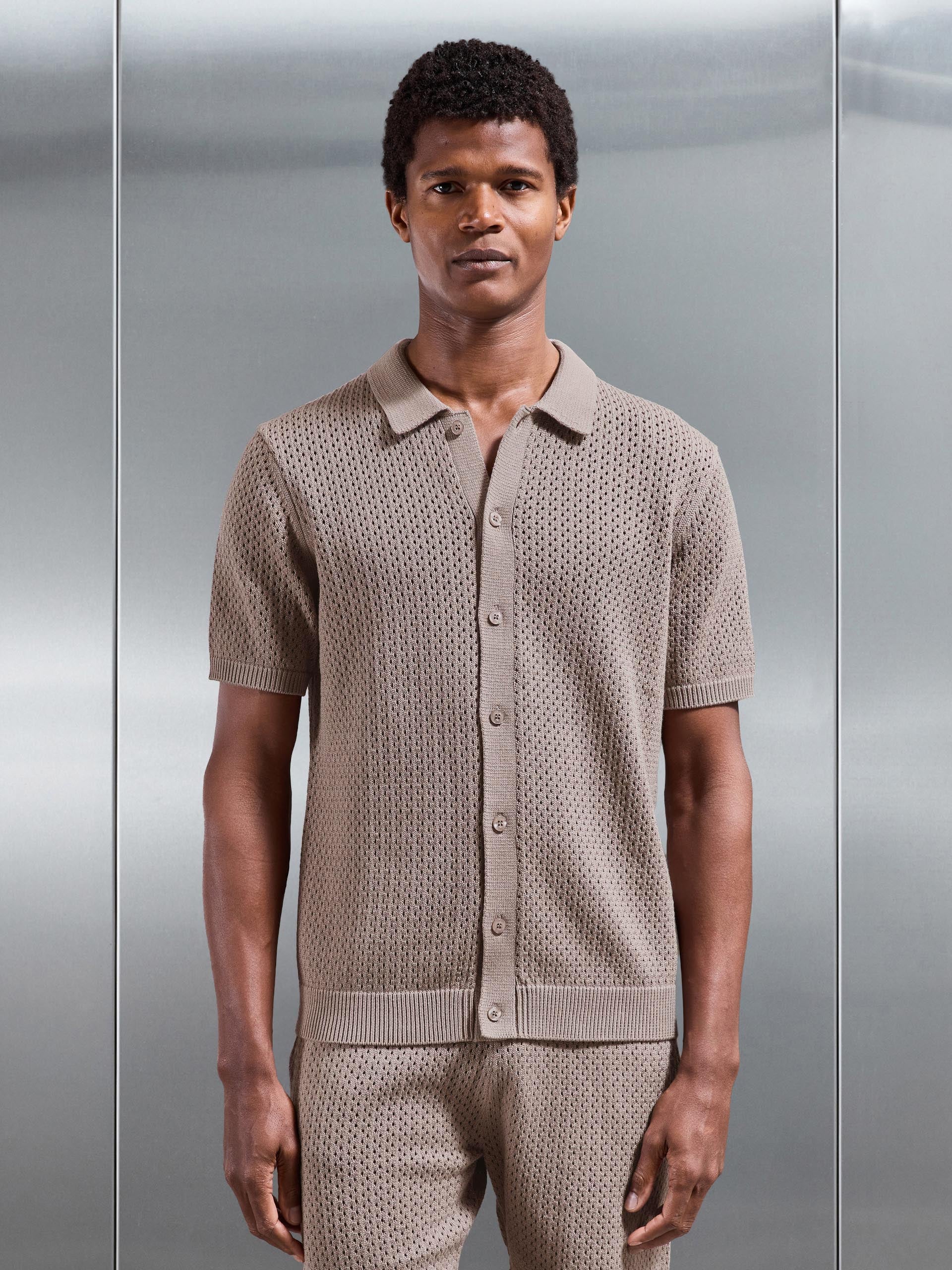 Crochet Shirt in Taupe