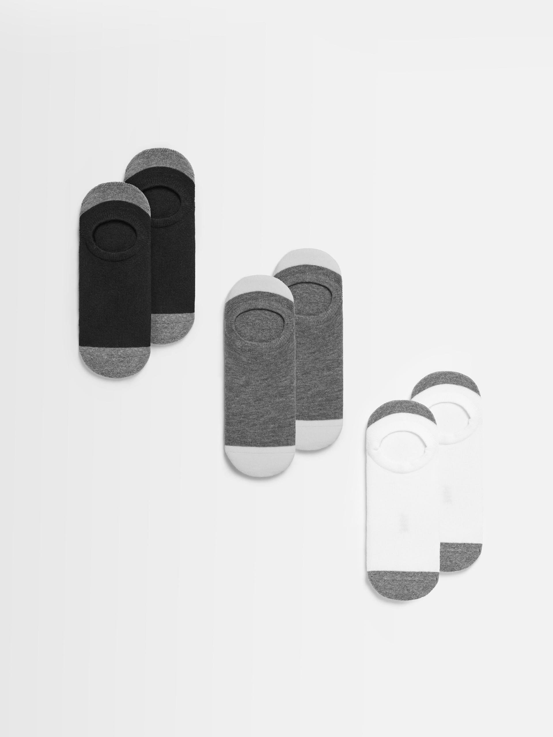 3 Pack ARNE Invisible Socks in Black White Grey