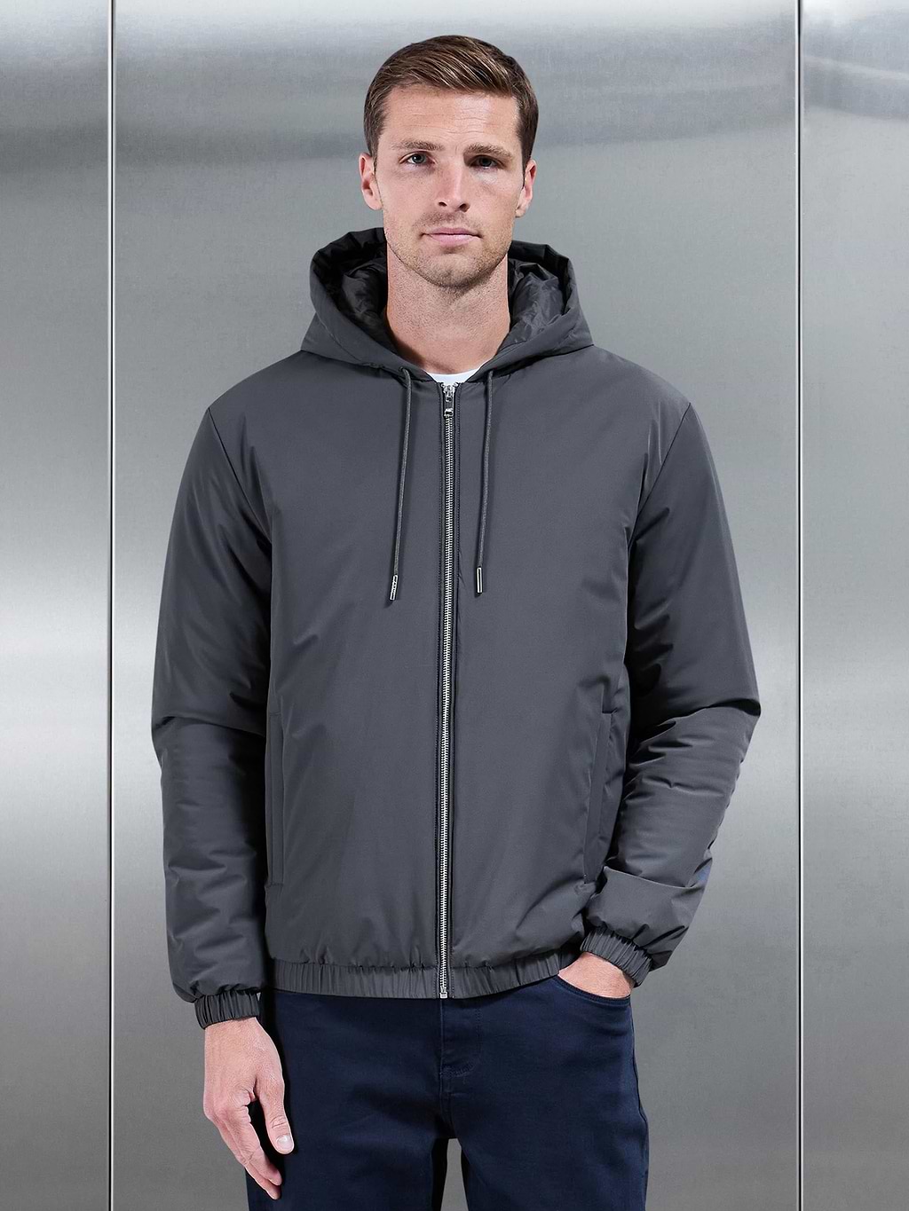 Shell Windbreakert Shell Padded Windbreaker in Grey | ARNE UK