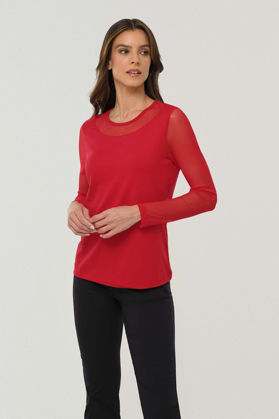 Kim Mesh-Sleeve Top in Pima Modal – Anatomie