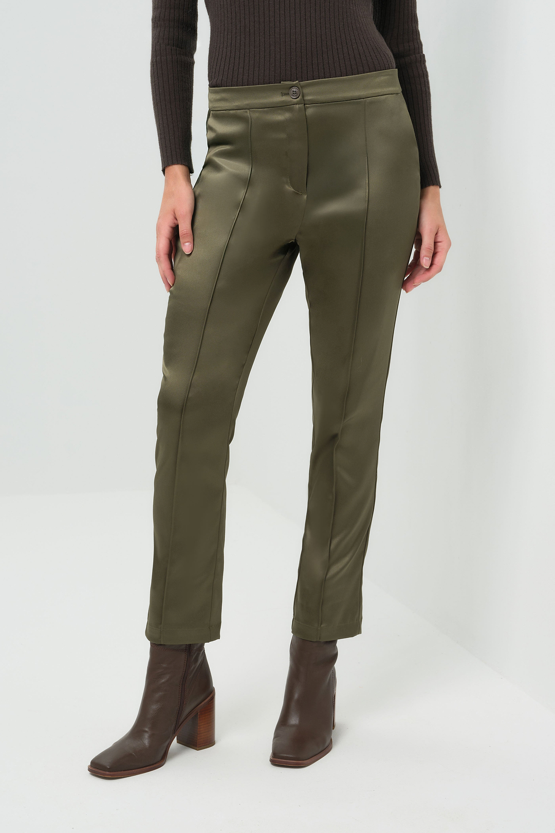 パンツ ANATOMICA TRIM FIT PANTS UK CHECK GREEN Arden Satin Straight Leg Pant – Anatomie
