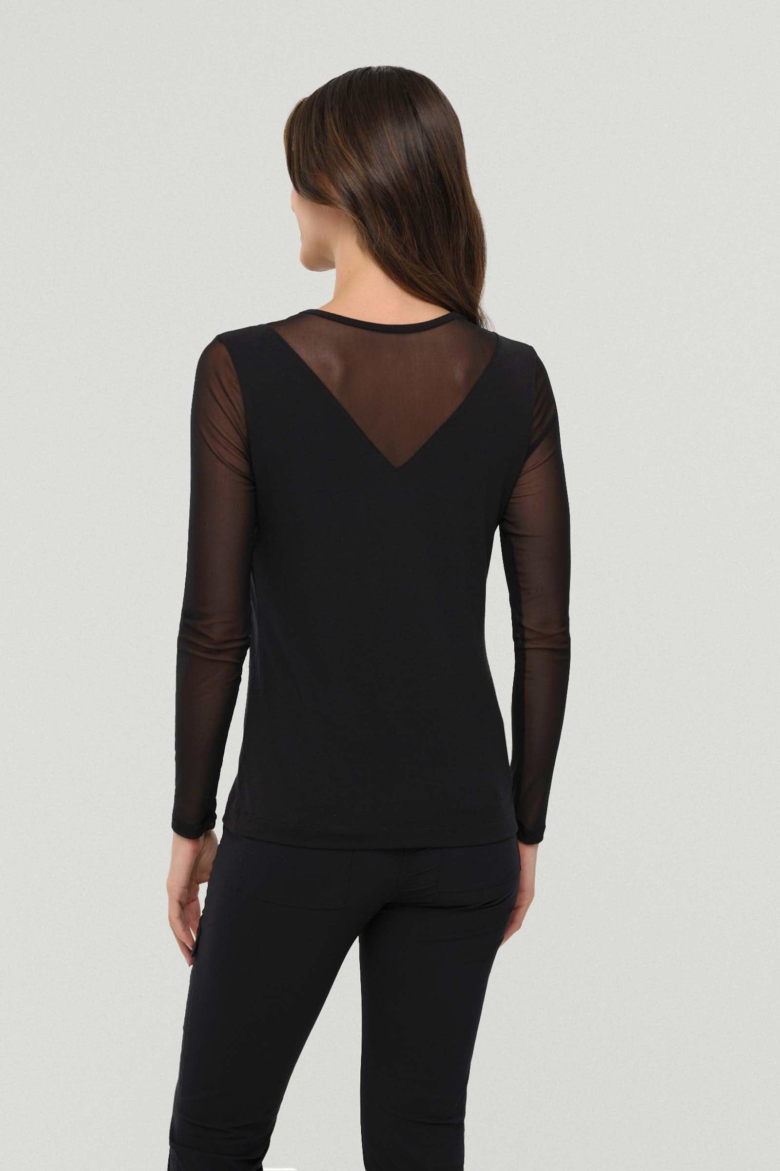 lululemon mesh overlay high neck dress Anatomie Women's Kim Mesh-Sleeve Top in Pima Modal