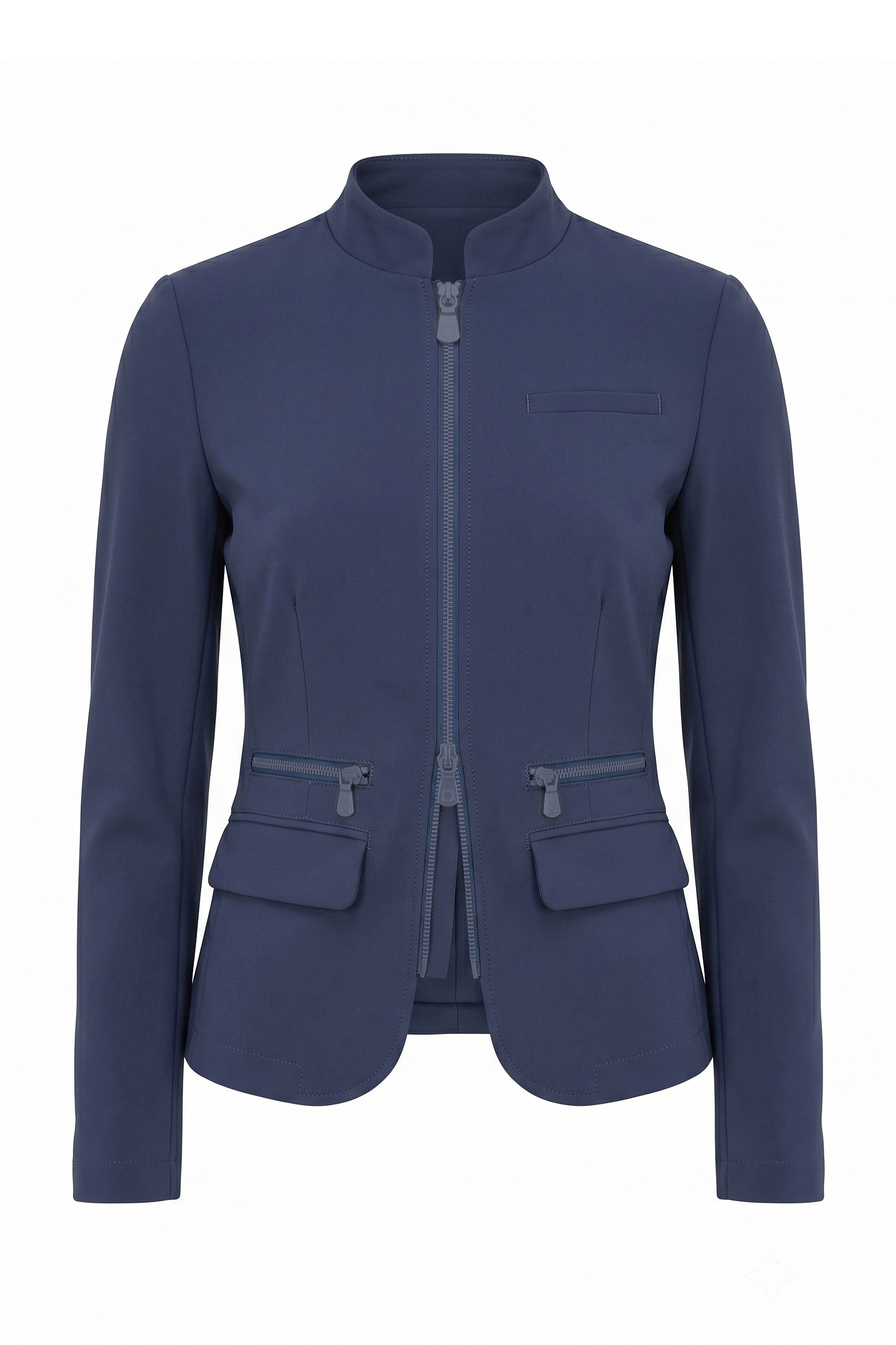 Ghost Mannequin Image of the Gisela Aeroflow Zip Front Twill Blazer