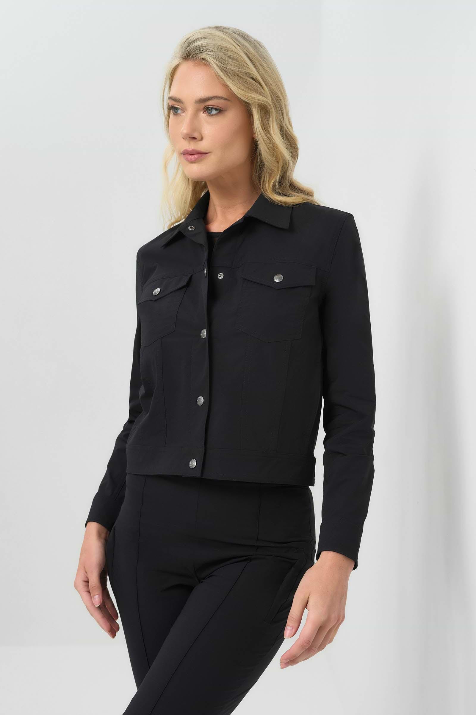 Delilah Ultra Light Weight Denim Style Jacket Black / SM