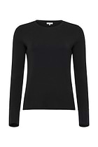 Flat lay shot of the Mayven Crewneck Top's contrast color button and tailored cuff detail.