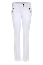 The Best Travel Pants. Flat Lay of the Peggy Zippered Pant in White