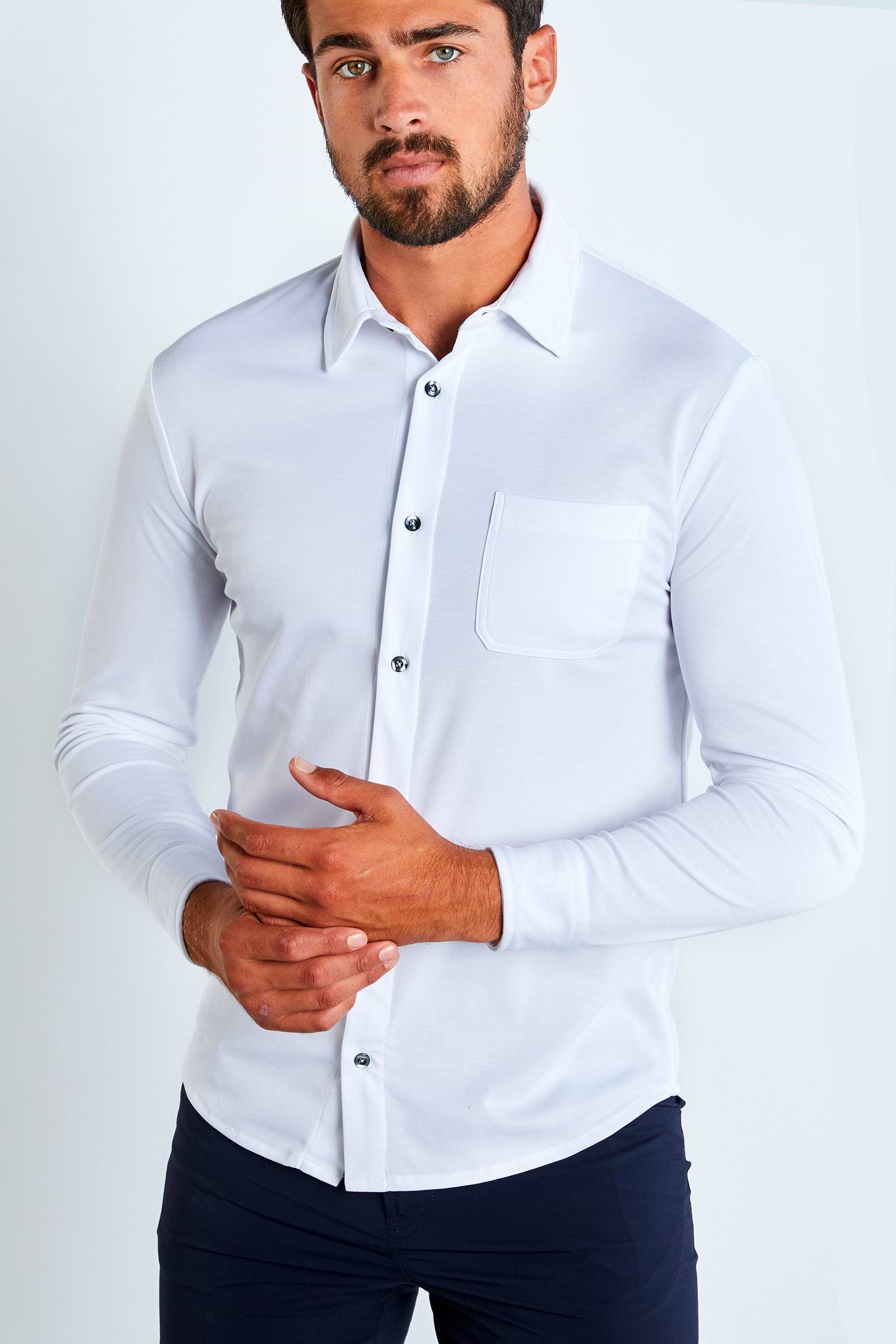 long sleeve button up dress shirts Elevated Performance Menswear | Button-Up Long-Sleeve Shirt