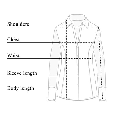 Tabla de tallas de camisas Beth con botones al frente