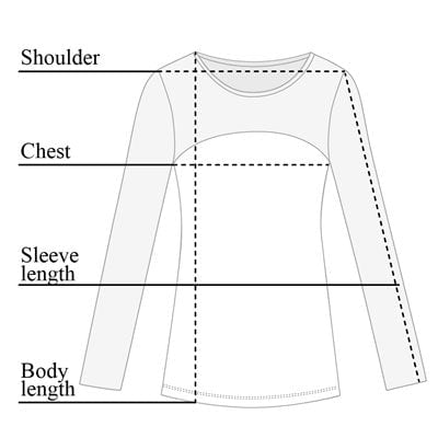 Tabla de tallas de blusas de malla Buda
