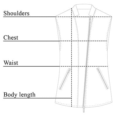Ellen Leather Vest Size Chart