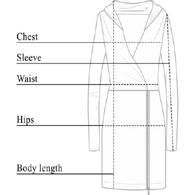 Guía de tallas del vestido con capucha antiarrugas Fresia