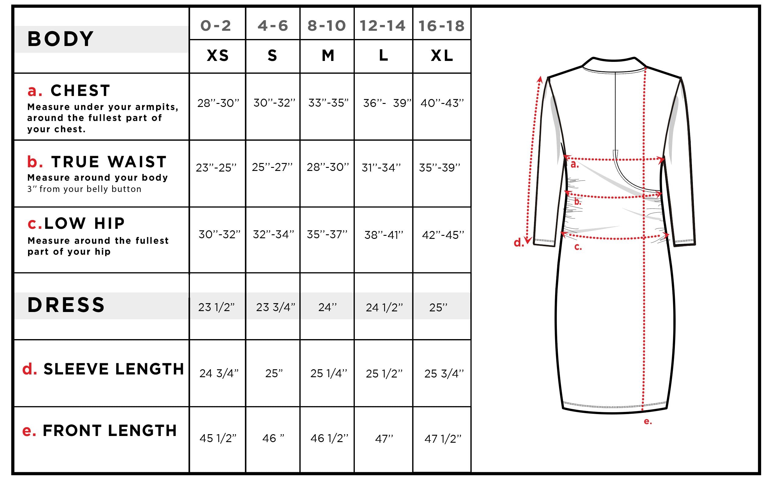 Kalua Jersey Wrap Dress Size Chart