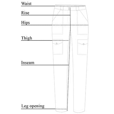 Tableau des tailles du pantalon cargo extensible Camo Karo