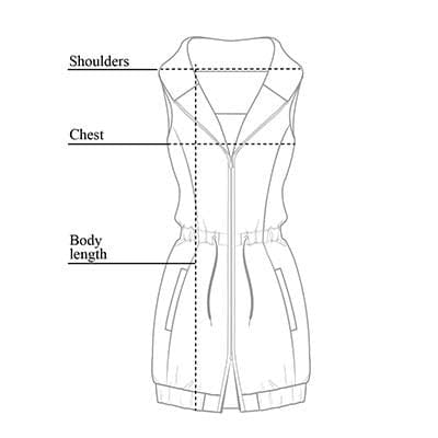 Mela Windbreaker Vest Size Chart