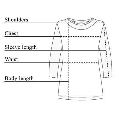 Paris Lace 3/4 Sleeve Top Size Chart