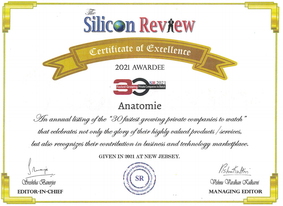 Anatomie recibe un Certificado de Excelencia en The Silicon Review