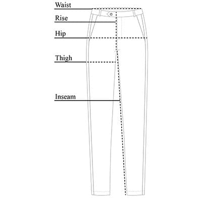 Techno Chino Mid Rise Pant Size Chart