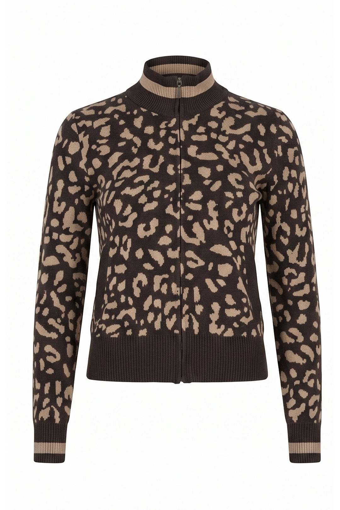 Bomi Jacquard Zip up Sweater