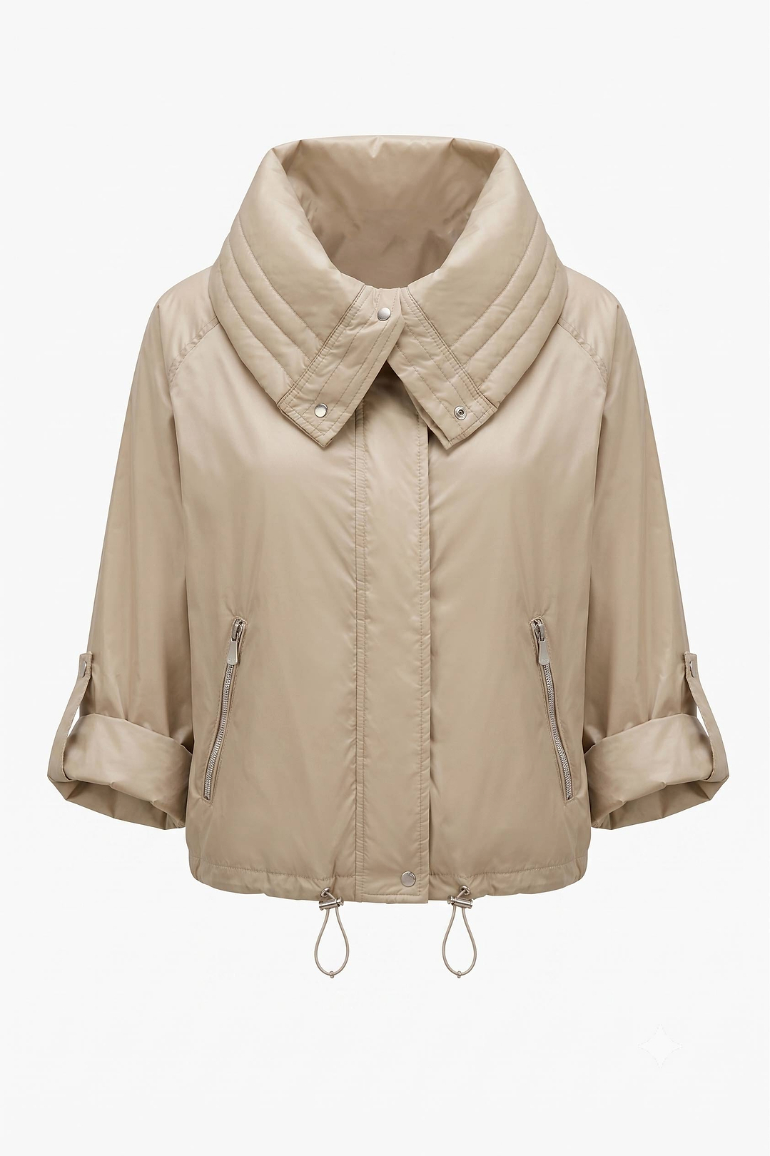 Casey Cropped Windbreaker with Oversized Lapel