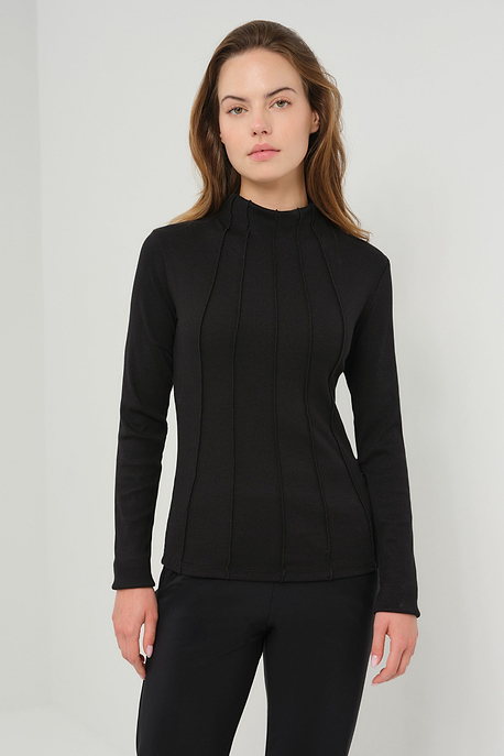 Chelsea Rib Mock Neck Top with Seam Shaping