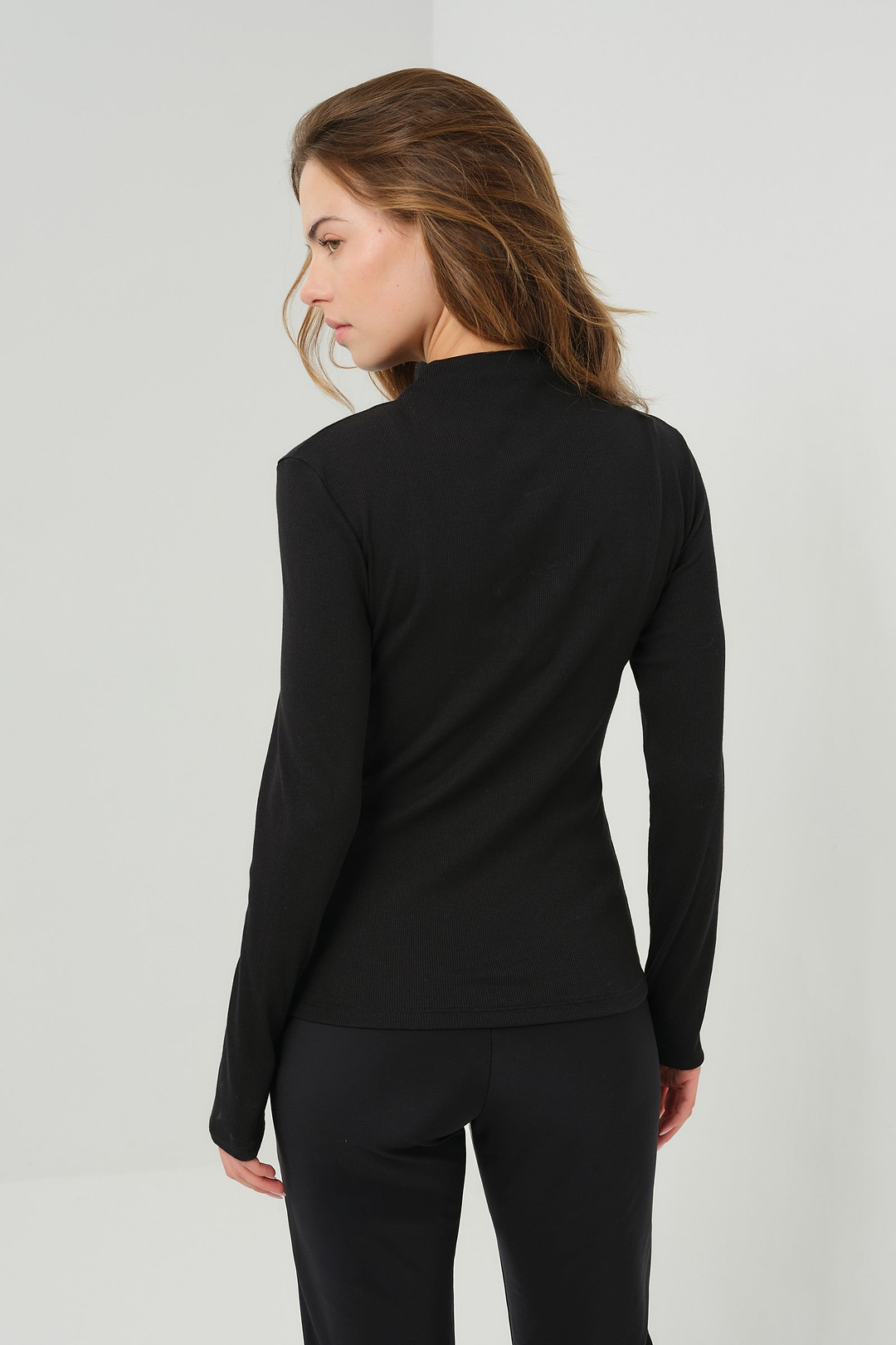Chelsea Rib Mock Neck Top with Seam Shaping