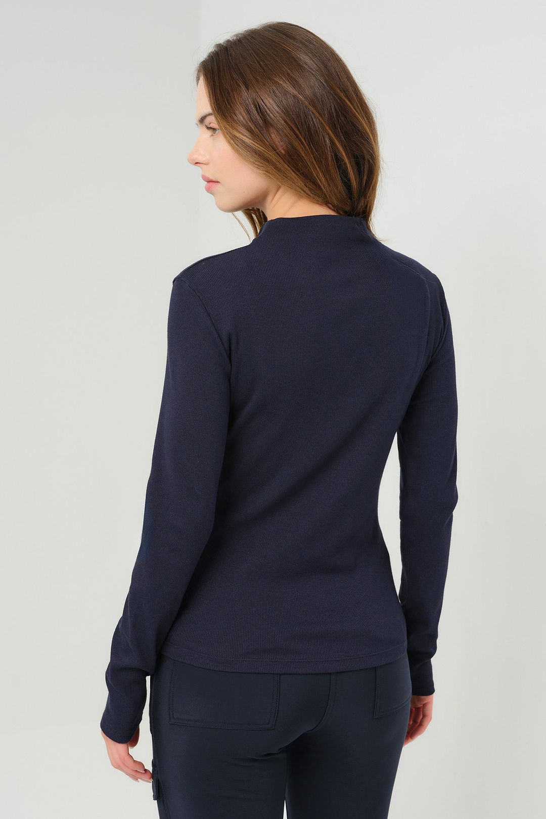 Chelsea Rib Mock Neck Top with Seam Shaping