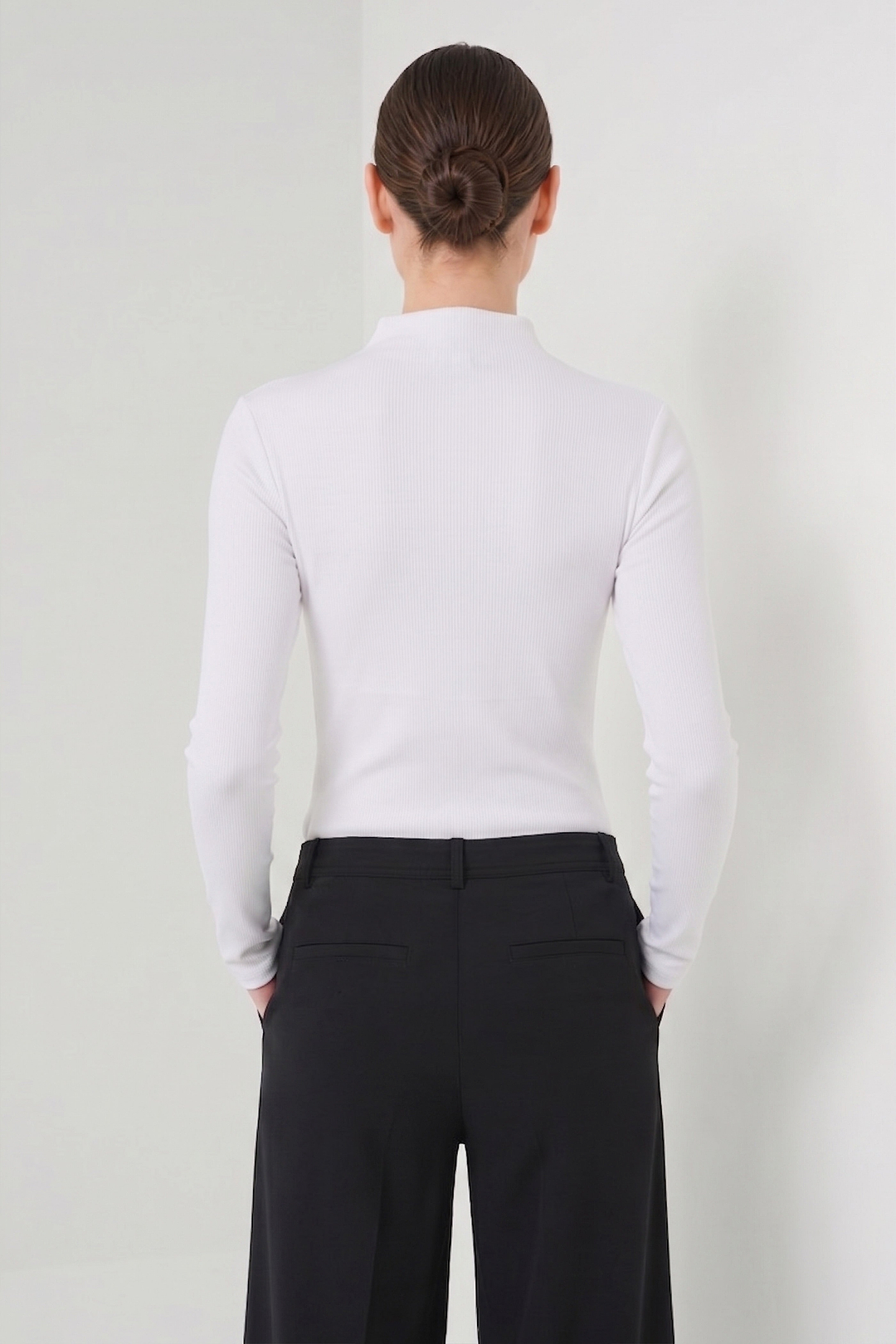 Chelsea Rib Mock Neck Top with Seam Shaping