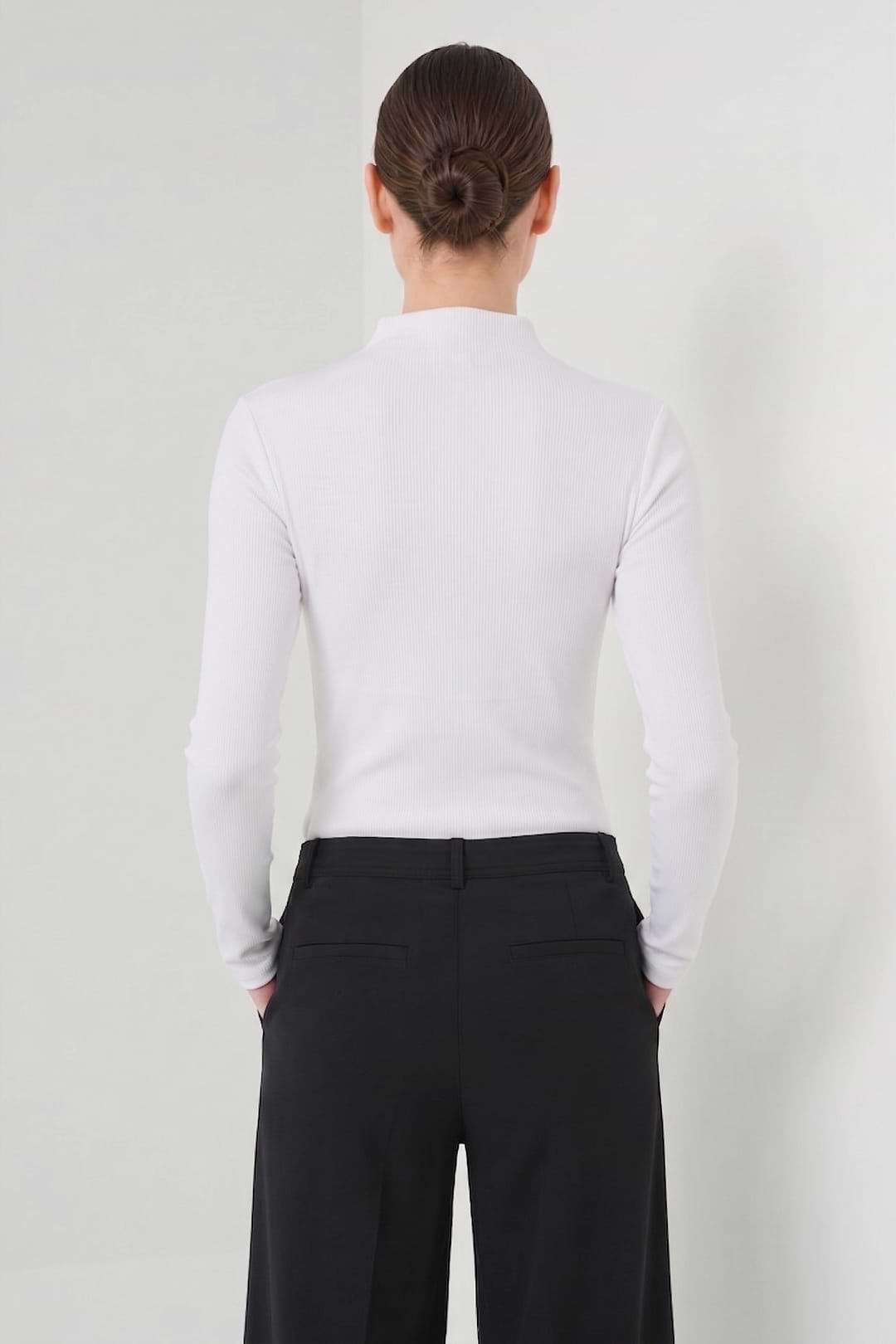 Chelsea Rib Mock Neck Top with Seam Shaping