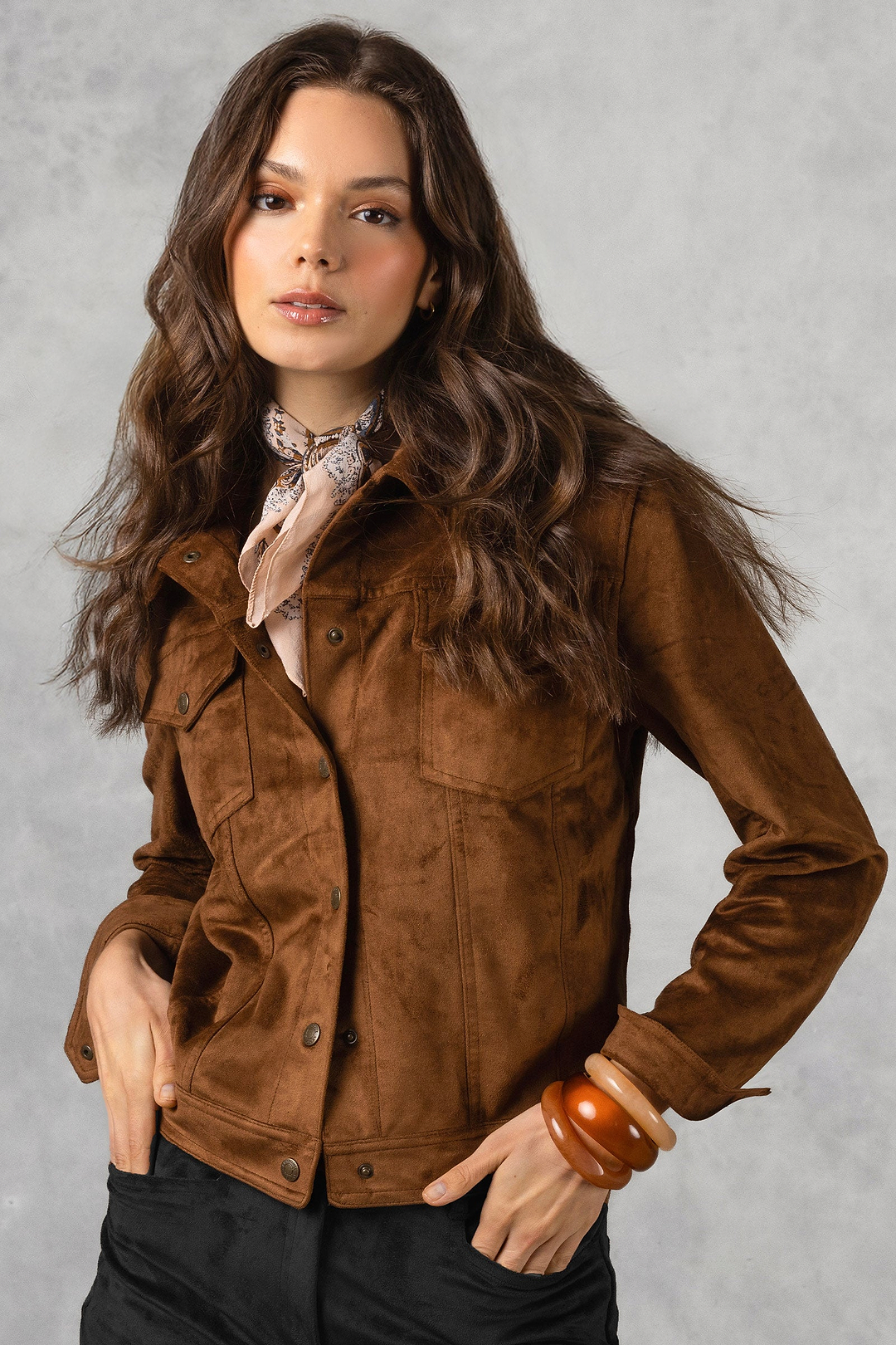 Chaqueta de camionero de ante sintético Delilah