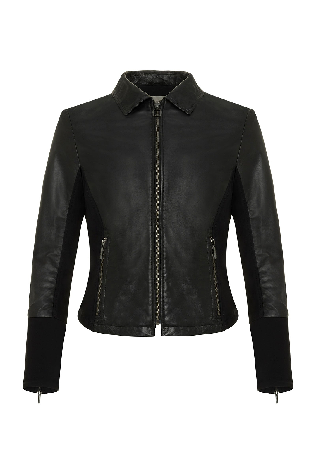 Veste en cuir Dill avec empiècements doublés en polaire