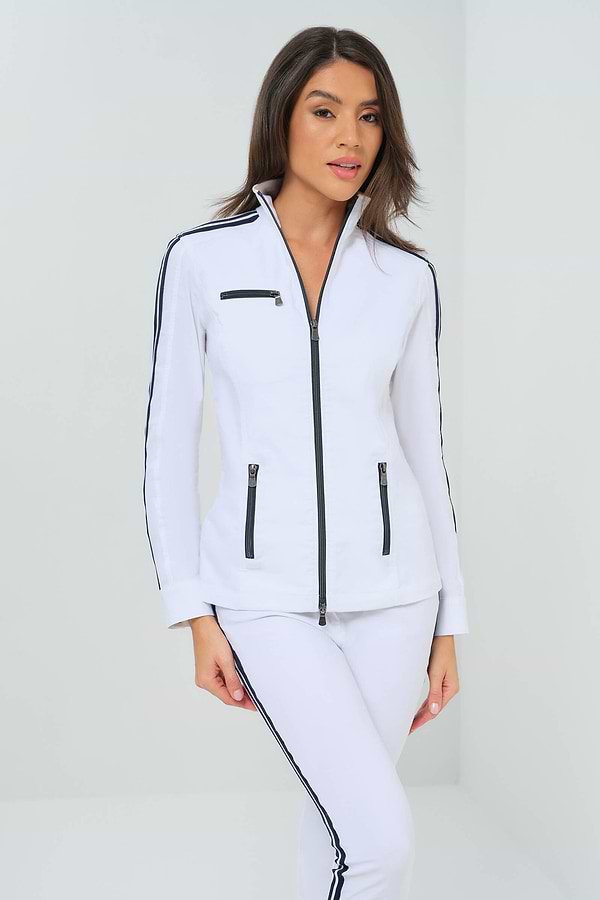 Chaqueta con cremallera y raya en contraste de Justine Saira