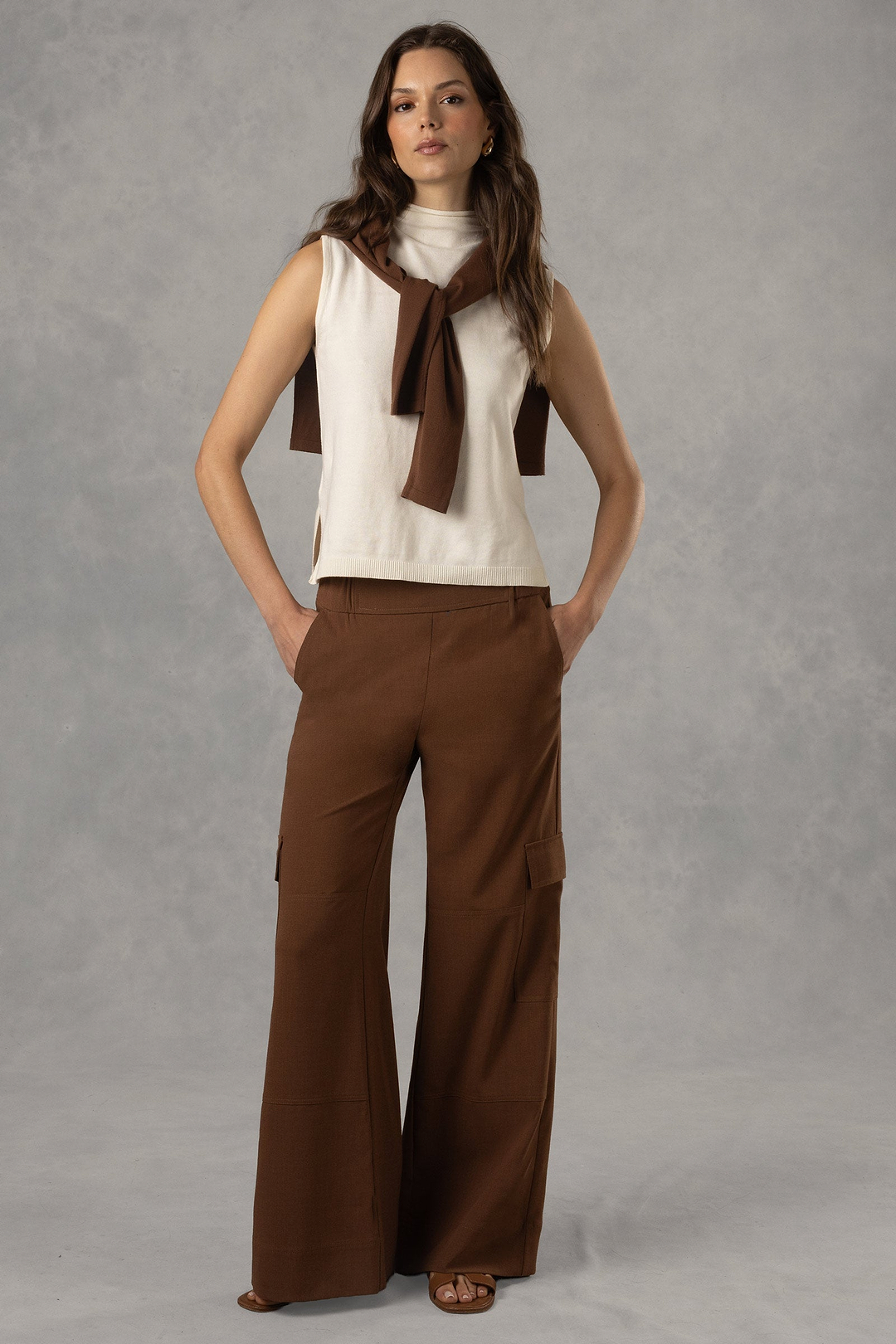 Pantalón cargo ancho con pernera ancha y tejido Herron