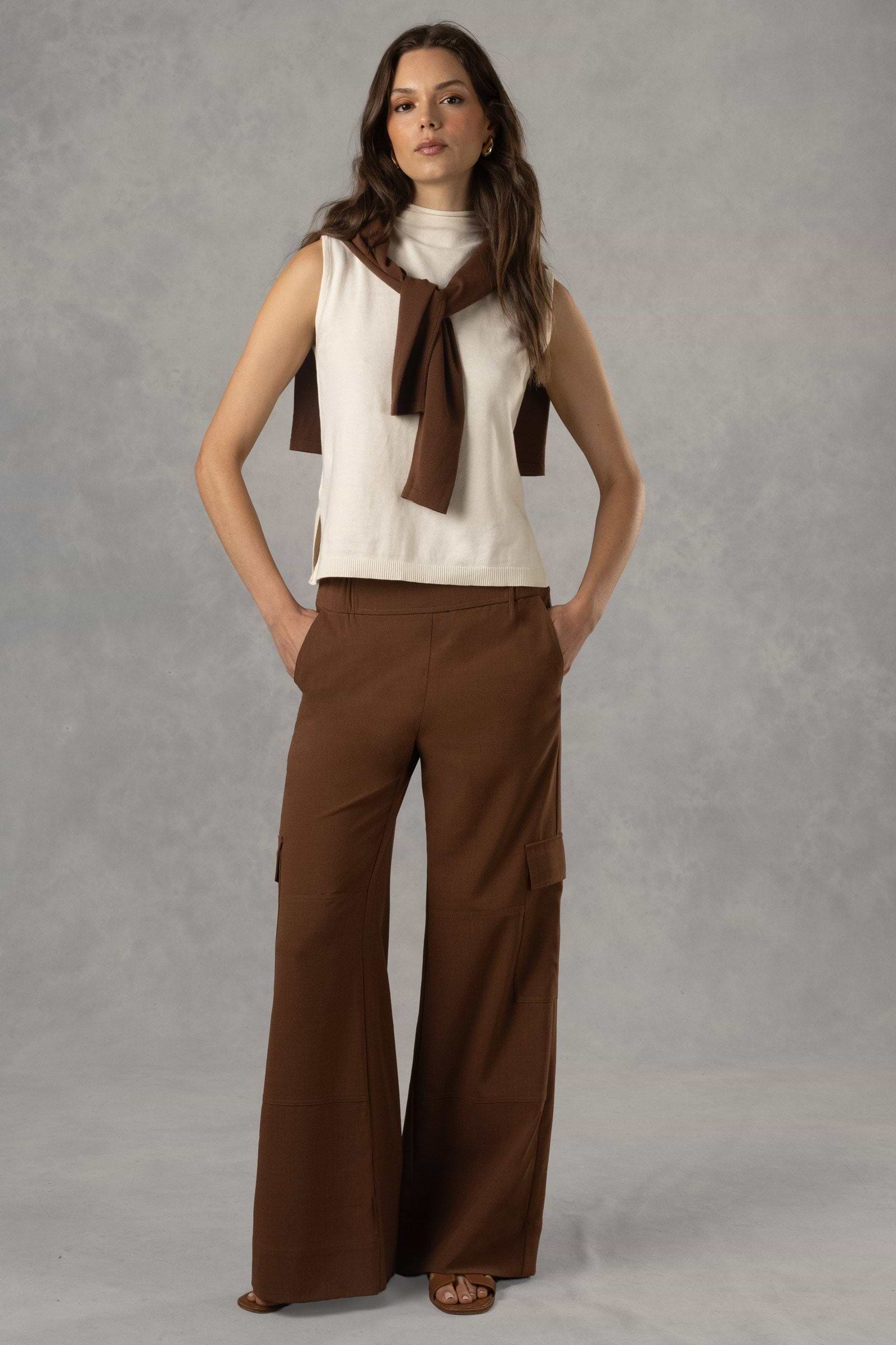 Pantalón cargo ancho con pernera ancha y tejido Herron