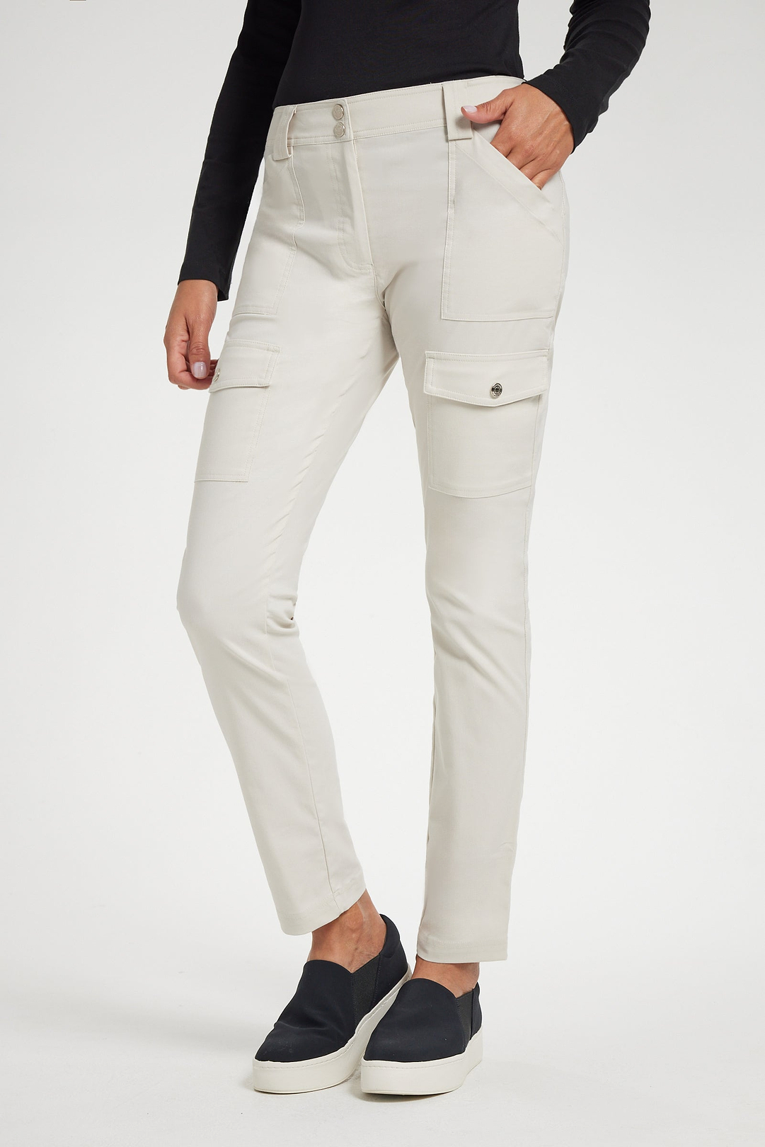 Kate Skinny Cargo Pant in Stone