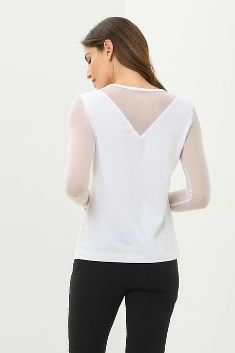 Kim Mesh-Sleeve Top in Pima Modal