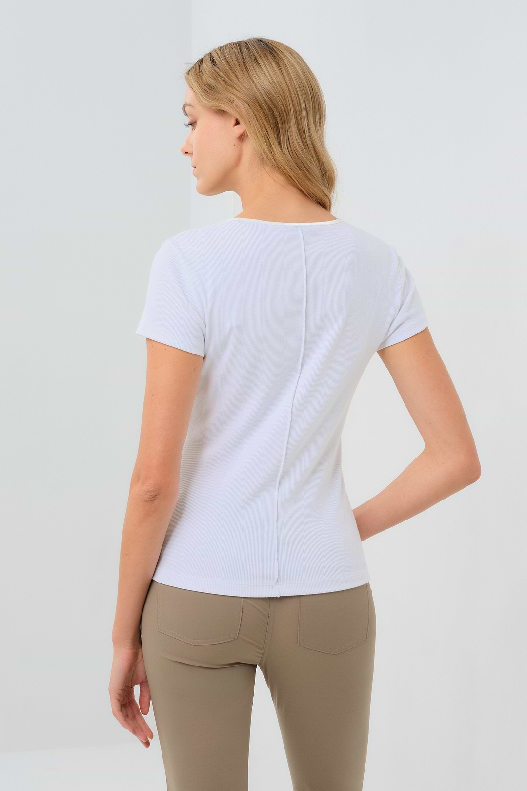 Short Sleeve Celeste Rib Top with Seam Shaping