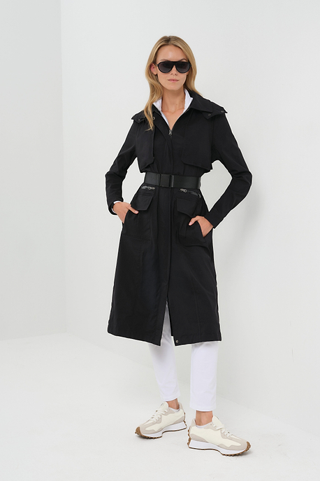 Kenya Waterproof Trench Coat with Removable Hood & Belt