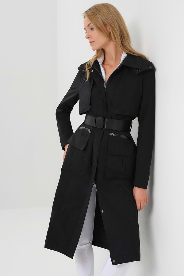 Kenya Waterproof Trench Coat with Removable Hood & Belt